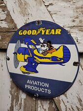 VINTAGE GOODYEAR PORCELAIN SIGN DISNEY MICKEY AVIATION TIRES RUBBER PRODUCTS USA picture