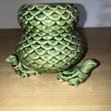 Green Porcelain Planter/Vase Being Carried By Three Turtles. 3.5 In Tall by 4in picture