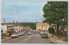 Postcard Main Street Sister Bay, Wisconsin, Coca Cola, Rexall, Budweiser picture
