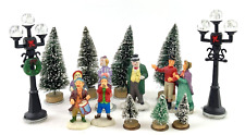 Lot of Lemax Christmas Village Figures Ceramic & Resin Christmas Trees Lamps picture