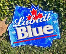 Vintage LABATT BLUE Metal Tin Beer 2000 Sign, RARE & Original 25” x 26” picture