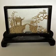 Vintage Chinese Cork And Wood Lacquer Diorama Display Home Decorative picture