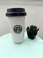 STARBUCKS 2009 Coffee Old Logo Double Wall Ceramic Travel Cup Tumbler Mug-12 oz picture