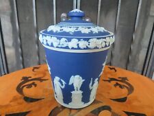 Wedgwood Blue Jasperware Sacrifice Figures Preserve Pot Marmalade Jar (c.1920s) picture
