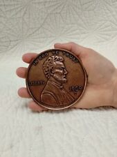 Vintage Oversized Wheat Penny Abraham Lincoln Solid Metal Copper Color Approx 3