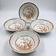Antique 1913 Furnivals Brown Quail - Set of 4 Cereal ~ Soup Bowls 6 1/2