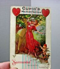 1918 Antique Embossed Postcard Cupid's Military Tactics Surrounded Valentine  picture