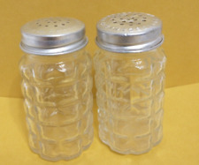 Vintage Anchor Hocking Salt and Pepper Shakers Set Waffle Clear Glass picture