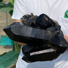 4.1lb Large Natural Black Smoky Quartz Crystal Cluster Raw Mineral Specimen picture