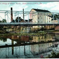 c1910s Marshalltown IA Mill Bridge Water Works Nicest Realistic Litho Photo A202 picture