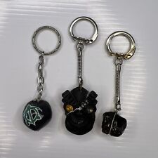 Lot Vintage Retro Key Ring Chain Fob Hawaii Painted Nut Tiki Man Stone Travel picture