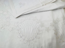 Vintage Cotton  Sheet & Pillowcases with Handmade Satin Appliqué and Edges YY918 picture