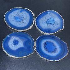 Agate Slice Coaster Silver Plated (Size #4)(4-5 Inches) Grade A Escort Cards picture