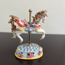 Vintage K’s Collection Wooden Carousel Horse Rose Flowers Crescent Moon picture