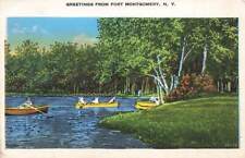 c1930s Greetings From Fort Montgomery People Rowboats Scene NY P488 picture