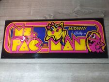 VTG Original Ms. Pacman Midway Bally Arcade Marquee Sign 1981 Acrylic 23