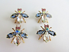 Outstanding Czech Vintage Glass Rhinestone Buttons  Crystal & Blue & Pink FLIES picture