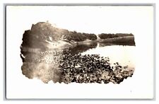 RPPC Real Photo Postcard Lake Front River front Cottage People Beach Water View picture