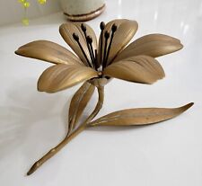 Vtg Brass Flower Ashtray Removable Petals Lotus Lily Tulip Hollywood Regency  picture
