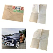 1949 French Automobile Club Letter & 1948 Ford Woody Specs WWII Vet Austin TX picture