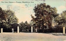 Marshalltown IA Iowa Riverside Cemetery Wrought Iron Gates Center St Postcard W1 picture