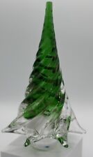 Vintage Christmas Tree Modern Art Glass Green Ribbon  6