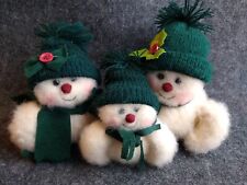 Vintage 3 Snowman Family Decoration Snuggling Together By Crazy Mountain picture
