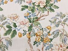 Lee Jofa Botanical Floral Linen Print Fabric- Chinese Peony / Gold 0.75 yds picture