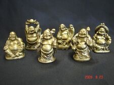 6 Golden Chinese Money Laughing Buddha Statues Figurines picture