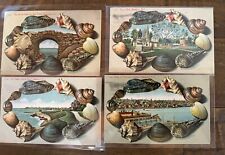 LOT of 4 ANTIQUE SHELL BORDER ~SEASHELL POSTCARDS~NEWPORT, R.I.~k503 picture