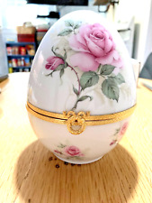 Vintage Limoges France Peint Main Large Easter Egg Flower Trinket Box Ltd Edt picture