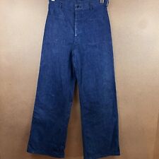 VTG 60s US Navy Denim Dungarees Trousers 30x31.5  w/ Walking Permit Provenance picture