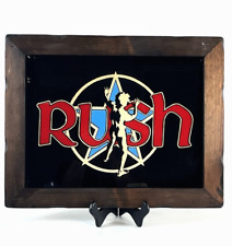 1980s Rush Carnival Prize Mirror 19x15  Vintage Starman Wood Frame Black Glass picture