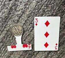 Silver Coin Card Gimmick Steve Dusheck Magic Trick Prop Gaff Htf Half Closeup picture