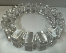 Vintage Chunky Heavy Clear Glass Round Brutalist Cog Ashtray 7