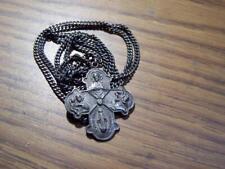 Antique I'm a Catholic Medal Please Call a Priest Four Way Cross Sterling picture