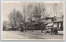 Postcard Redding, California, Residence Street Old Car, Street View A323 picture