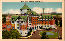Vintage C 1940's Hotel Roanoke Top View Old Cars Circle Lot Virginia VA Postcard picture