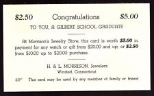 [62122] VINTAGE CARD GILBERT SCHOOL (WINSTED, CONNECTICUT) GRADUATE COUPON picture