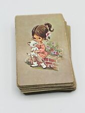 Vintage Stardust Playing Cards- Girl with Cat -53 Card Deck SOME STAINS BIN 30 picture