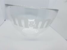 M&M's Candy Bowel Chocolate Collector's Clear Glass Dish Dessert Barware Retro picture