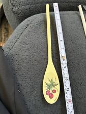 Vintage Folk Art Hand Painted Wooden Decorative Spoon Strawberries Artist Signed picture
