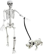 5.4Ft Posable Life Size Human Adult Skeletons with Dog Skeleton, Plastic Human picture