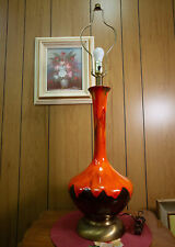 Vtg MCM Lave Drip Glaze Table Lamp Large 36