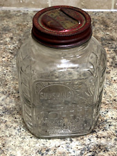 Vintage Sunshine Brand Glass Coffee Jar W/ Lid Springfield Missouri MO USA (4D) picture