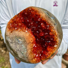 3.61LB Natural Citrine geode quartz crystal open smile sphere Museum Collection picture