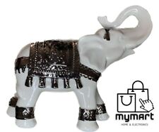 Luxurious Decorative Elephant Statue Figurine | White & Gold  picture