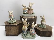 Lot Of 4 Albert Kessler Ceramic Bunny Rabbit Figures Wood Display Not Included picture