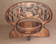 Basket Angels Praying Over Baby Jesus Crosses Wooden Collapsible Basket picture