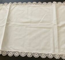 White Vintage Large - Long Dresser Scarf  / Table Runner w/ Tatted Border picture